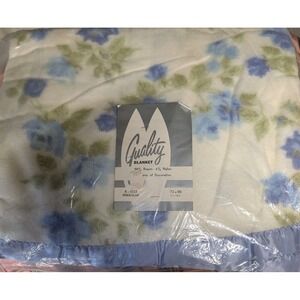 2-Vintage Quality Blankets Satin Edge Floral Rayon Acrylic 72"x90" NEW.Matching